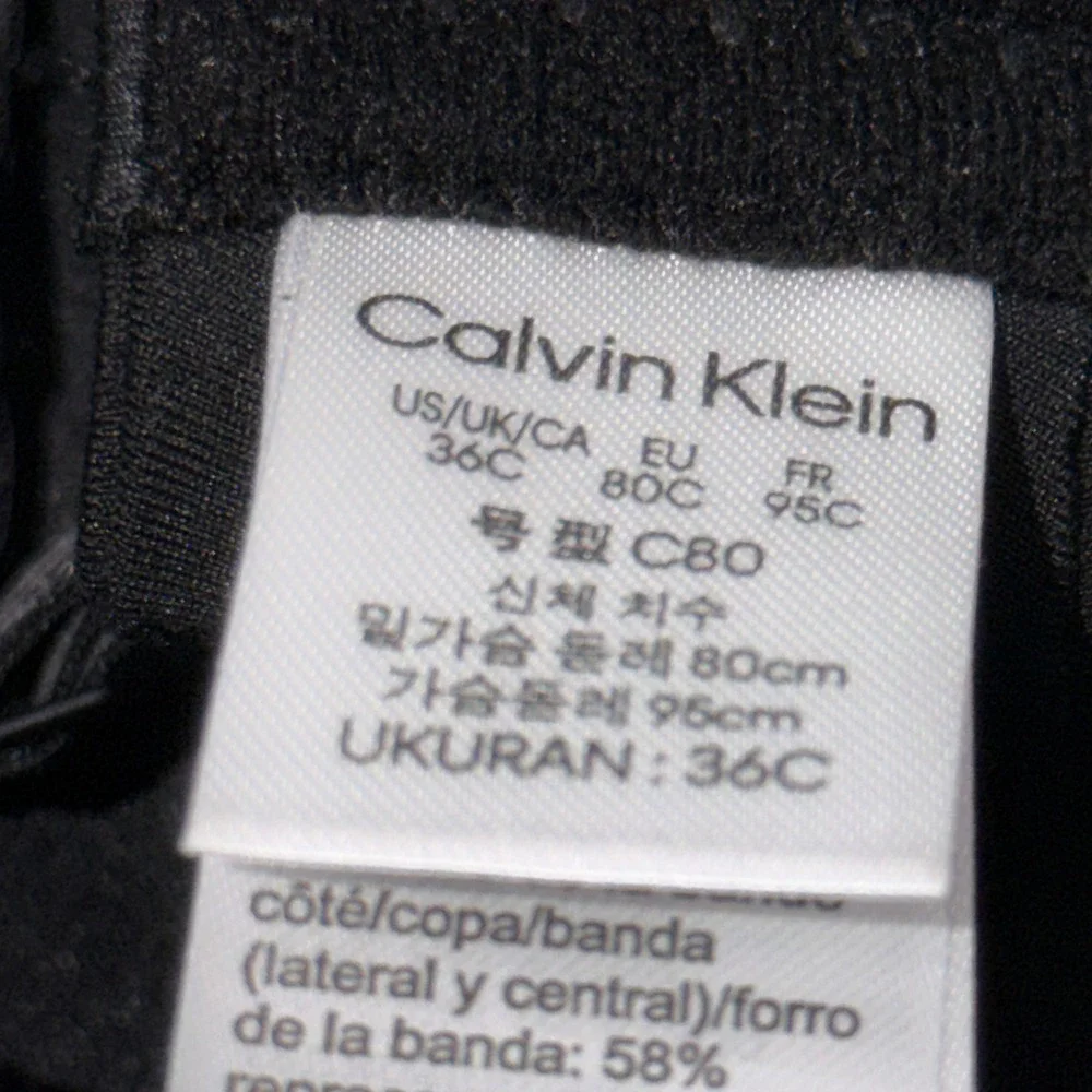 Calvin Klein 36C Microfiber Pure Stretch Push Up Plunge Bra Black Logo Everyday